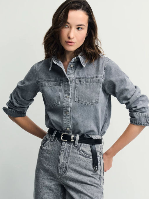 Джинсовая рубашка на пуговицах / Zarina