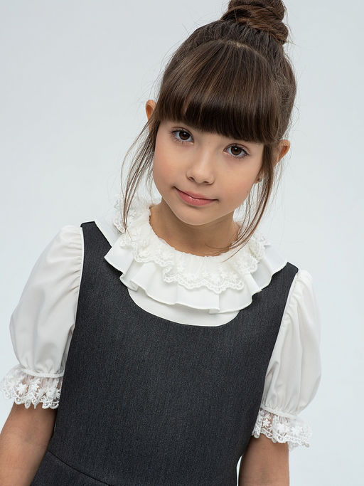 Серый школьный сарафан для девочки Mooriposh, модель 0245  фото 7