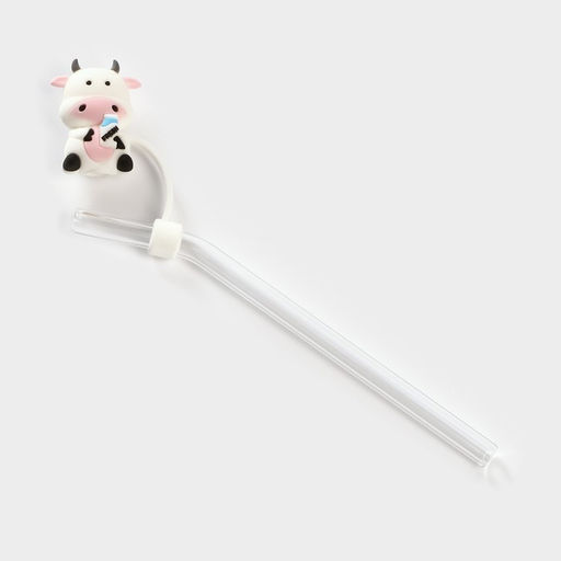 Кружка керамическая с крышкой и трубочкой Milk, 350 мл, цвет белый и чёрный