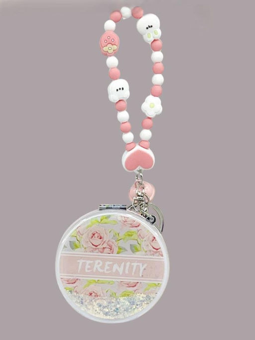 Зеркало-шейкер раскладное с шнурком "Terenity", розовое, шоу-бокс 12 шт.