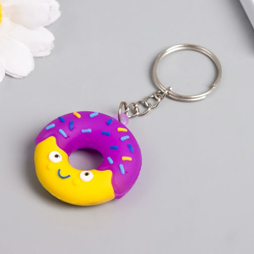Цена за 12 шт. Брелок резина "Весёлый пончик" МИКС 3,5х3,5 см