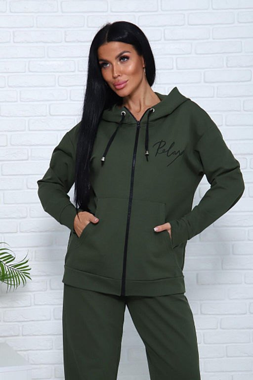 Костюм с брюками, футер с лайкрой 2-х нитка (00907, хаки)