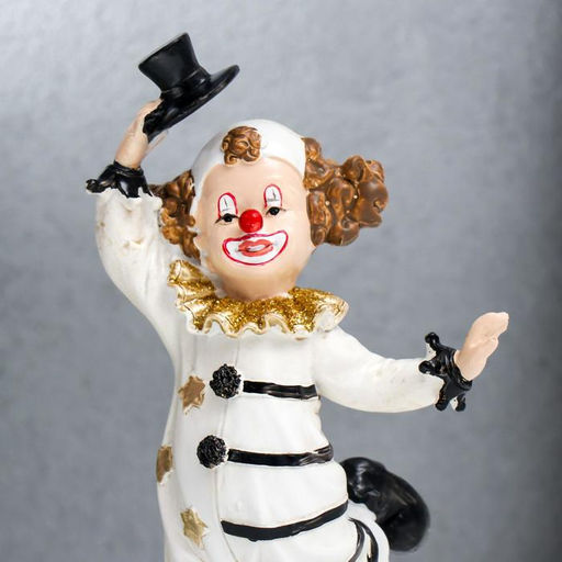 Фигурка полистоун «Клоун в полосатом костюме», чёрно-белый с золотом, 18×7×10 см