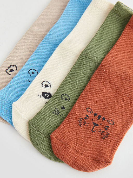 Bask?l? Erkek Bebek Soket ?orap 5li - Waikiki фото 3