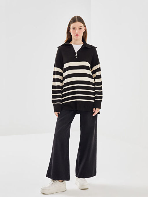 Dik Yaka D?z Uzun Kollu Kad?n Triko Kazak - Waikiki фото 4