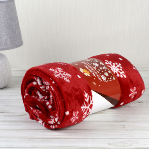 Плед флисовый 150х200 см Красный со снежинками / GP611-5 /уп 100/ - Галеонтрейд фото 4