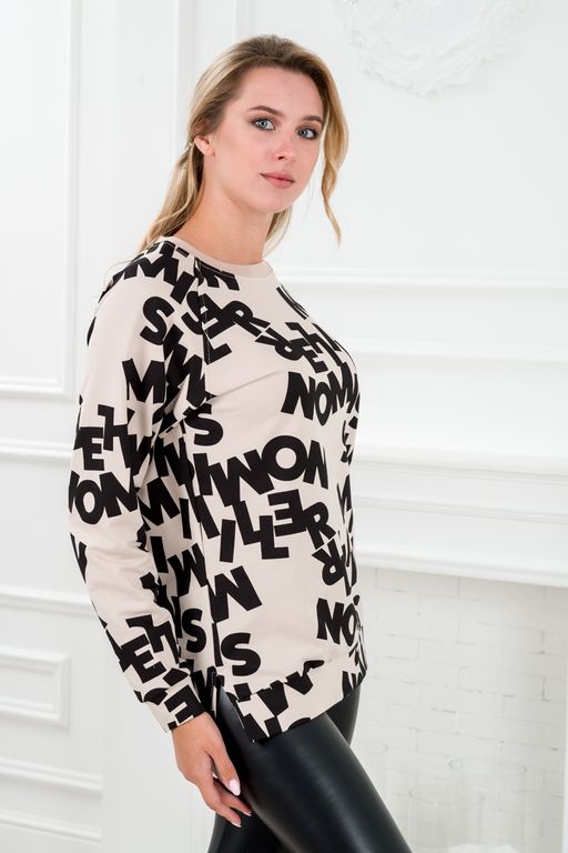 Свитшот подростковый из футера Буквы на бежевом - Амадэль фото 11