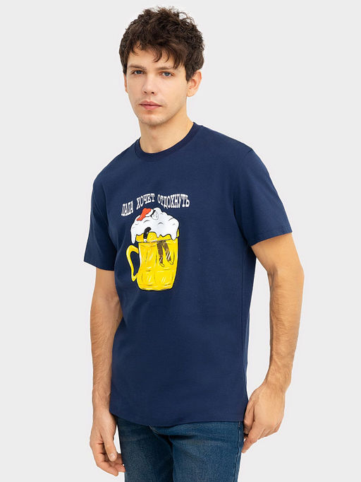 Футболка мужская синяя с принтом - Mark formelle фото 3