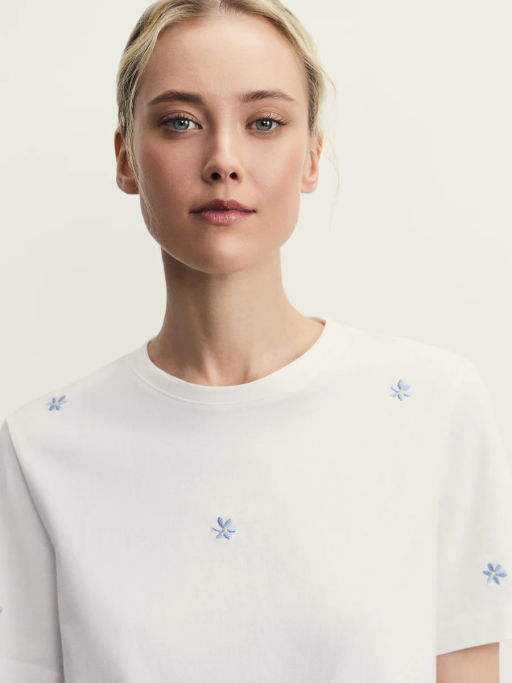 Футболка из хлопка с вышивкой / Zarina фото 13