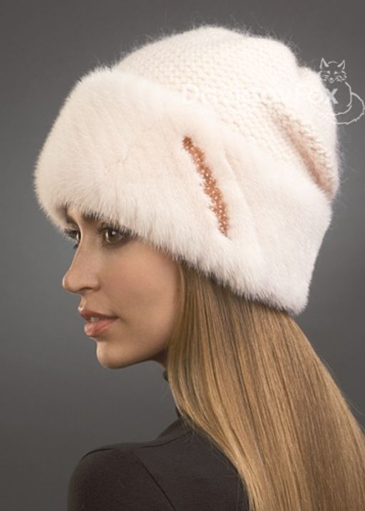 Шапка Лия норка трикотаж розовый жемчуг