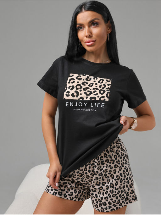 Пижама Леопард женская с шортами