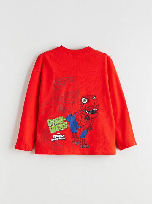 Bisiklet Yaka Spider-Man Bask?l? Erkek ?ocuk Ti??rt