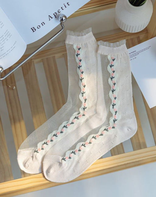 Носки Прозрачные р.35-40 Flowers Дорожка цветов - Krumpy фото 4