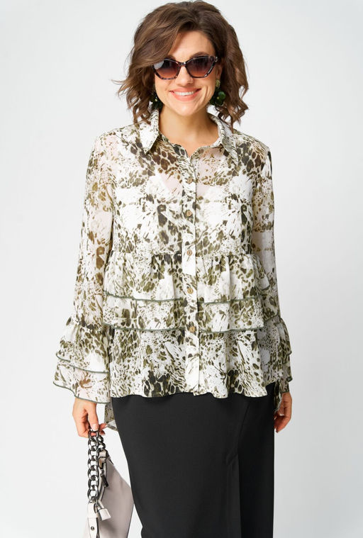 Блуза EVA GRANT 7221 принт олива