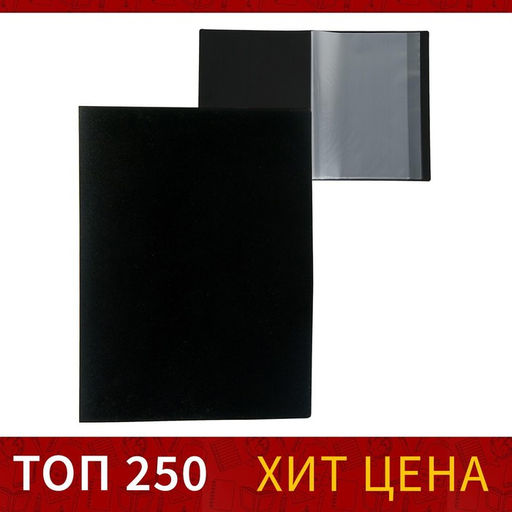 Папка с 10 вкладышами А4, 500 мкм, Calligrata, текстура песок, чёрная
