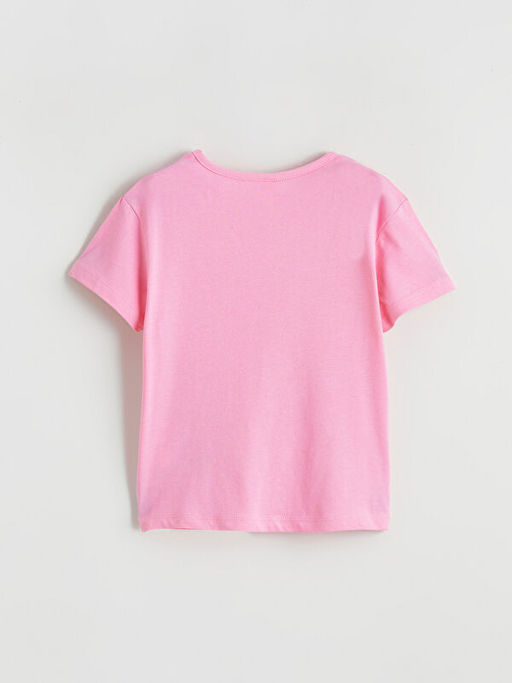 Bisiklet Yaka Bask?l? K?z ?ocuk Ti??rt