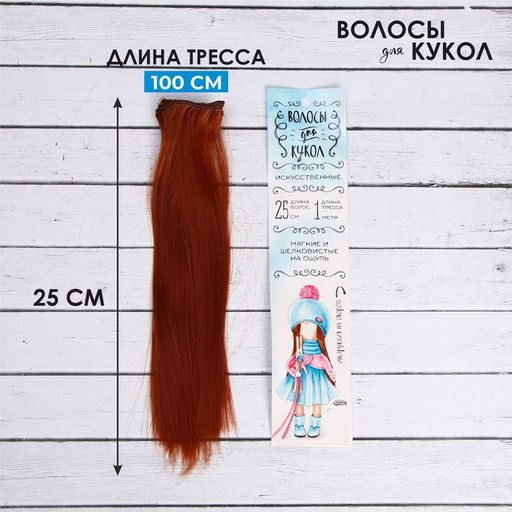 Волосы - тресс для кукол Прямые длина волос: 25 см, ширина:100 см, цвет № 13