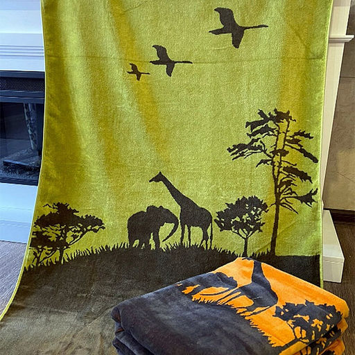 "Missoni-3046" Полотенце махровое 70х140см, плотность 375гр/м2, 100% хлопок, зеленый (разноцветный), Bolangde (Китай)