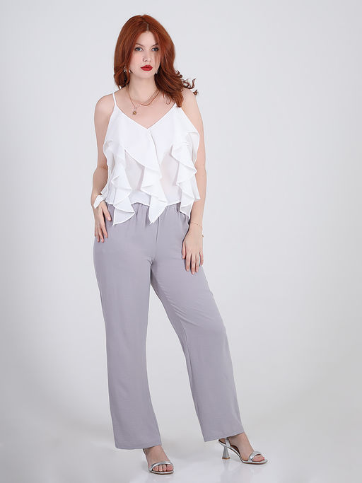 Серые летние брюки женские больших размеров