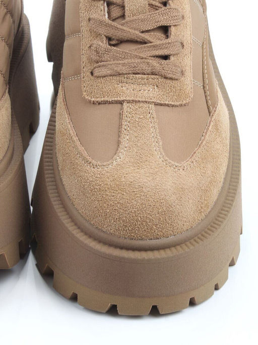 04-P117-2C BEIGE Кроссовки демисезонные женские (натуральная замша, натуральная кожа, текстиль)