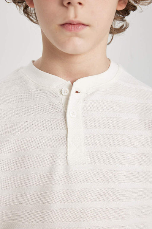 Футболка оверсайз с воротником и короткими рукавами для мальчика - Defacto фото 5