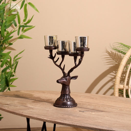 Подсвечник на 4 свечи Олень, 26?13?30 см, алюминий