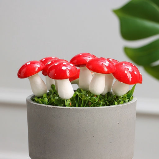 Топпер для творчества TAKE IT EASY «Грибочек мухомор» набор 10 шт., в цветы, в кашпо, 4.5×3 см