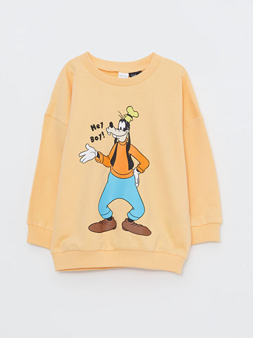 Bisiklet Yaka Uzun Kollu Goofy Bask?l? Erkek Bebek Sweatshirt - Waikiki фото 3