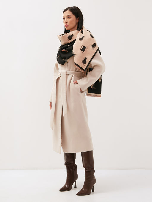 в составе шерсть Большой, мягкий, теплый двусторонний палантин с принтом - Tantino фото 3