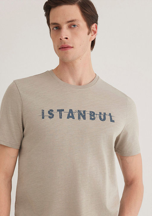 ?stanbul Bask?l? Gri Ti??rt - Mavi фото 2
