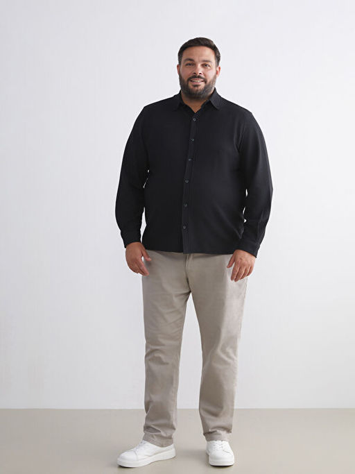 B?y?k Beden Slim Fit Uzun Kollu Erkek G?mlek