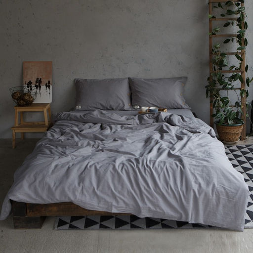 Постельное бельё Этель 2 сп, размер 180х210 см, 220х240 см, 50х70 см-2шт, цвет серый, 100% жатый хлопок, 140г  фото 2