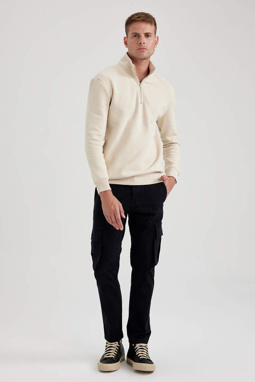 Габардиновые брюки узкого кроя с карманами-карго - Defacto фото 3