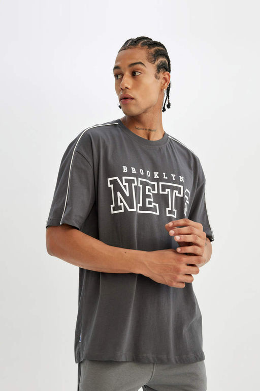 DeFactoFit Футболка Oversize с круглым вырезом и короткими рукавами NBA Brooklyn Nets  фото 4