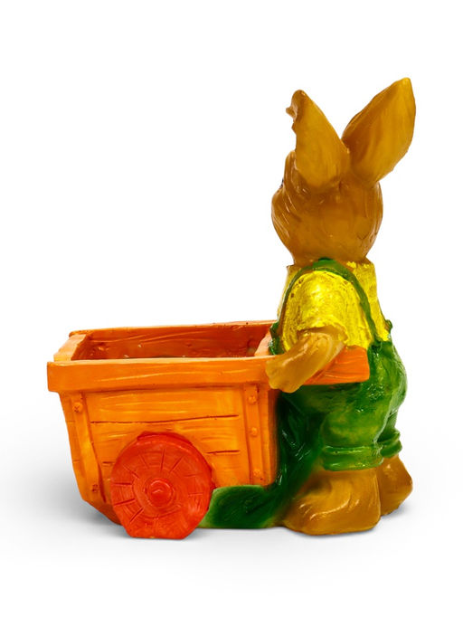 Декоративное кашпо для цветов «Заяц с тележкой», 330 мл, 13×18×17 см, полистоун, Greengo