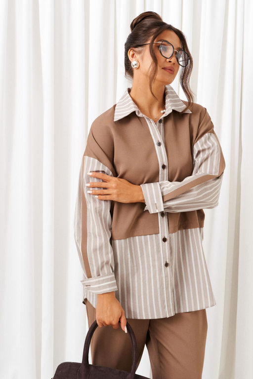 Костюм Beautiful Free 6438 какао+серая полоска