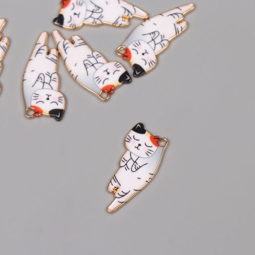 Цена за 6 шт. Декор для творчества металл, эмаль «Котик спит», 2.5×1.3 см