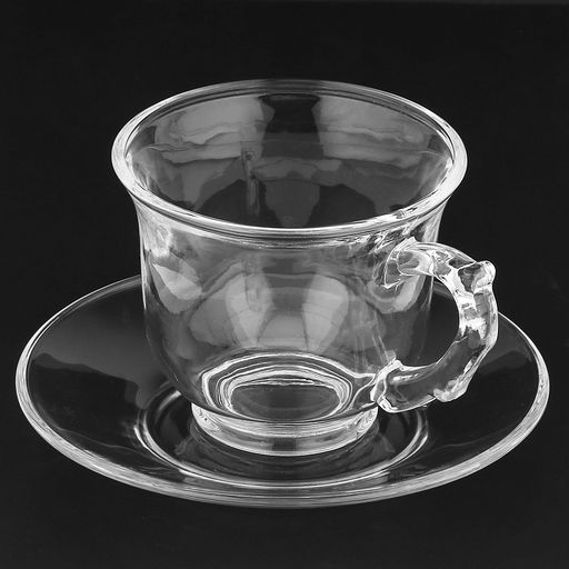 Чашка стеклянная Цинния 250мл, д9см, h7,8см, с блюдцем д13,8см, h1,8см, набор 6пар, в коробке, Дели Гласс (Deli Glass) (Китай) - Домашняя мода фото 2