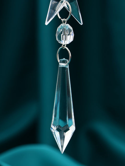 Цена за 2 шт. Ёлочная игрушка Зимнее волшебство. Льдинка звёзды кристалл, 204.5 см, прозрачный  фото 2