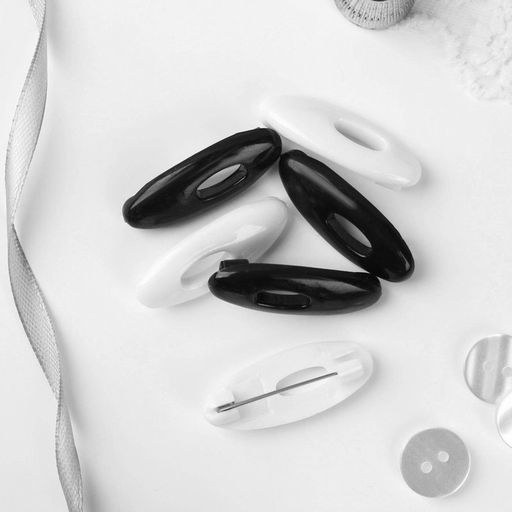 Цена за 6 шт. Булавки безопасные, 40 мм, 6 шт, цвет чёрный/белый