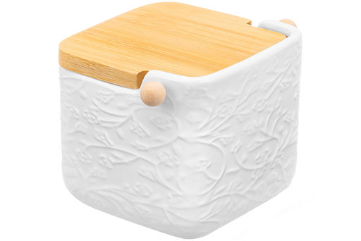 Банка д/сыпучих продуктов 850 мл 15*12*11 см Веточки-цветочки + откидная бамбук.крышка - Elan gallery фото 5