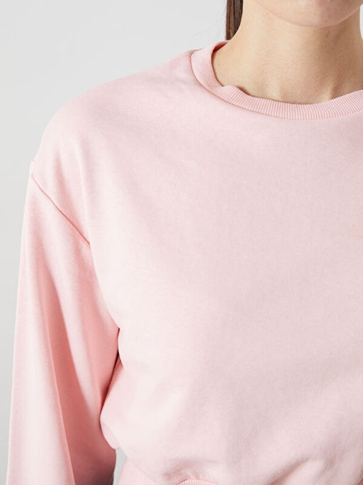 Bisiklet Yaka Crop Kad?n Sweatshirt