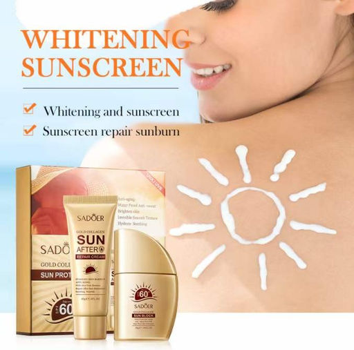 Набор, солнцезащитный крем для лица и тела и восстанавливающий крем после загара - Sadoer фото 3
