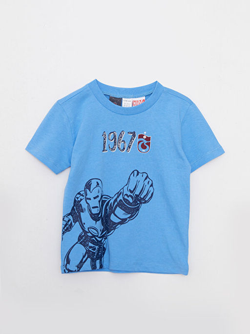 Bisiklet Yaka K?sa Kollu Marvel Bask?l? Pamuklu Taraftar Erkek Bebek Ti??rt
