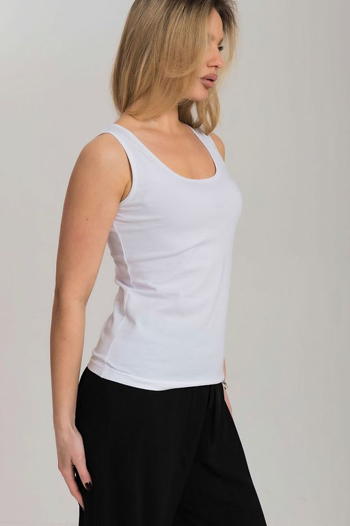 Майка из кулирки с лайкрой М326013б белый - Елена фото 4