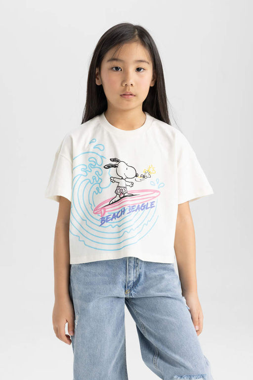 Футболка с короткими рукавами Snoopy для девочек - Defacto фото 3