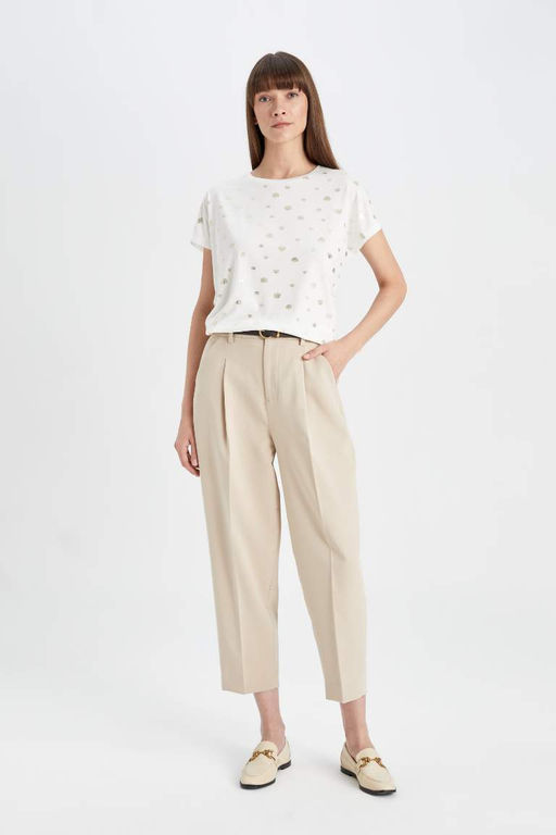 Футболка с круглым вырезом и короткими рукавами - Defacto фото 2