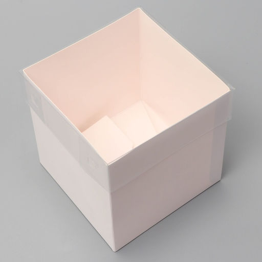 Цена за 3 шт. Коробка для цветов с PVC крышкой, 12×12×12 см, белая