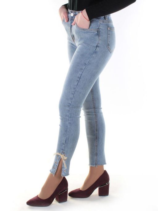 0047 GRAY/BLUE Джинсы женские зауженные YTD JEANS