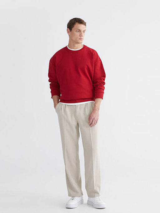 Bisiklet Yaka Erkek Kal?n Sweatshirt